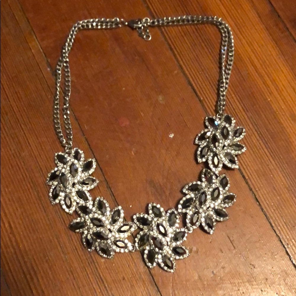 Silver link statement necklace